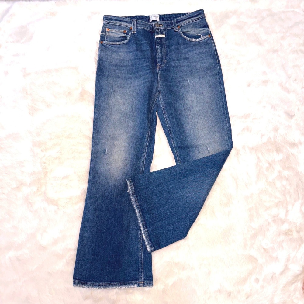 Closed Women Blue High Waist Wide Leg Distressed Organic Cotton Jeans Italy